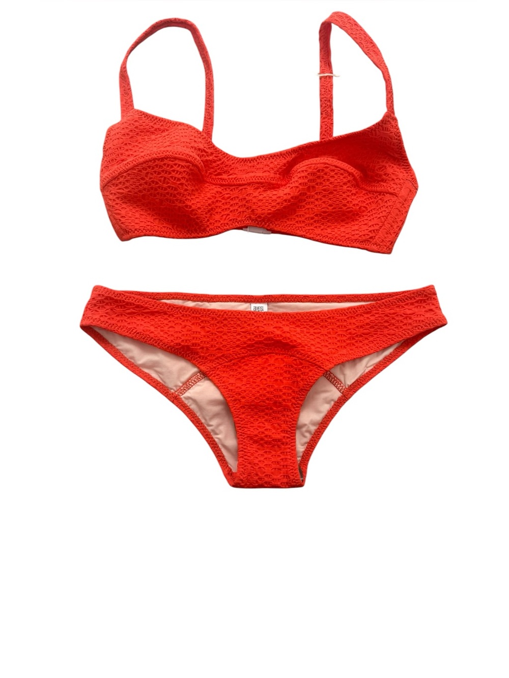 Lisa Marie Fernandez Bright Orange / Red Textured Bikini Set Size 1 (XS)